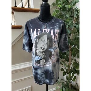 Aaliyah Womens Black Tie Dye Cotton Short Sleeve Crew Neck Top Shirt Extra Large